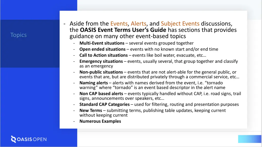 aside from the events alerts and subject events