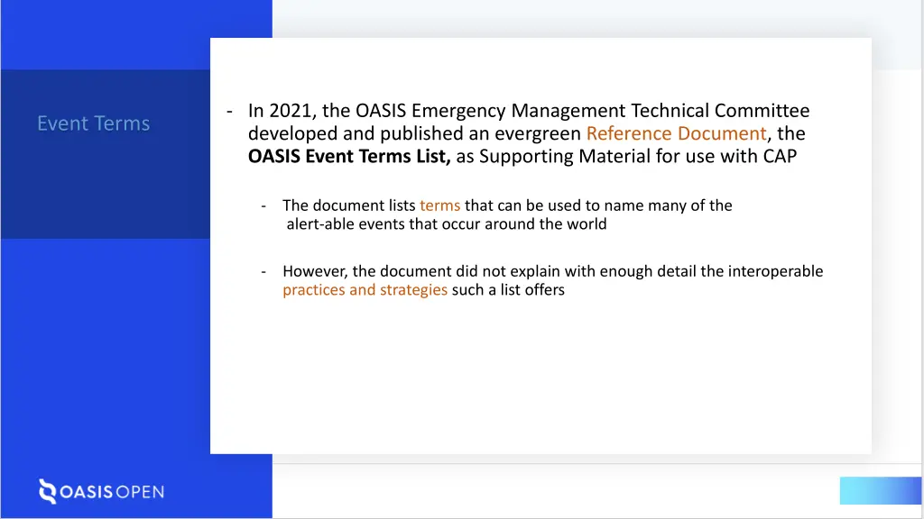 in 2021 the oasis emergency management technical