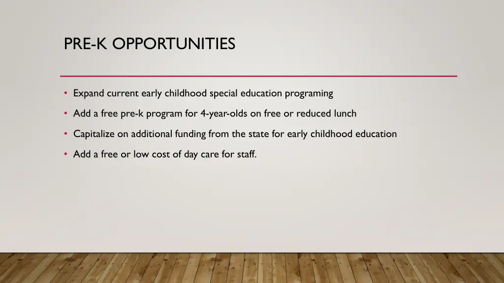 pre k opportunities