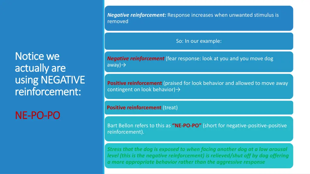 negative reinforcement response increases when