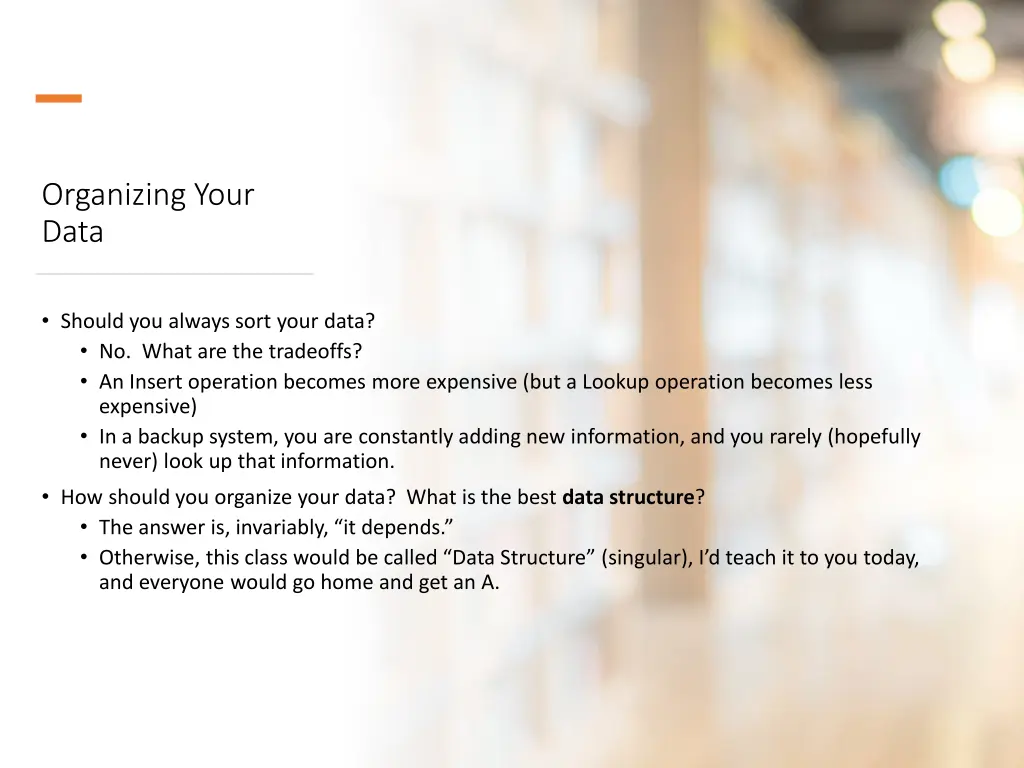 organizing your data
