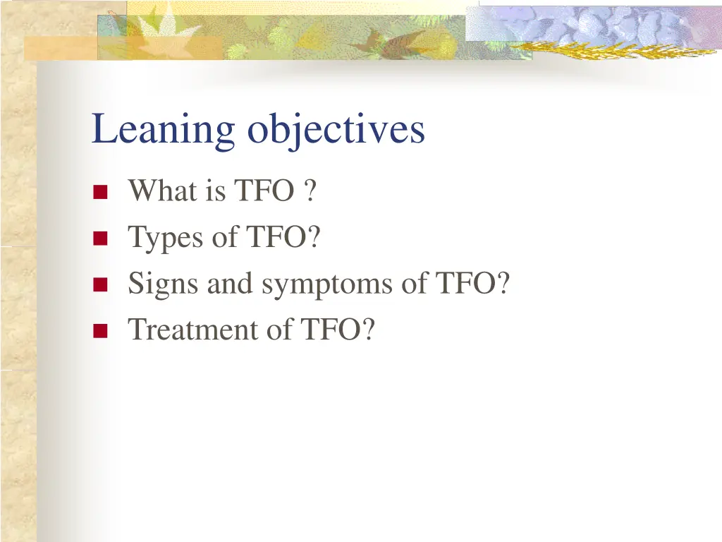 leaning objectives