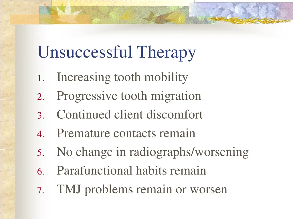 unsuccessful therapy