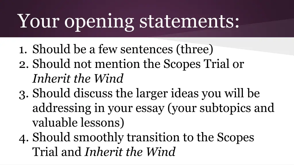your opening statements