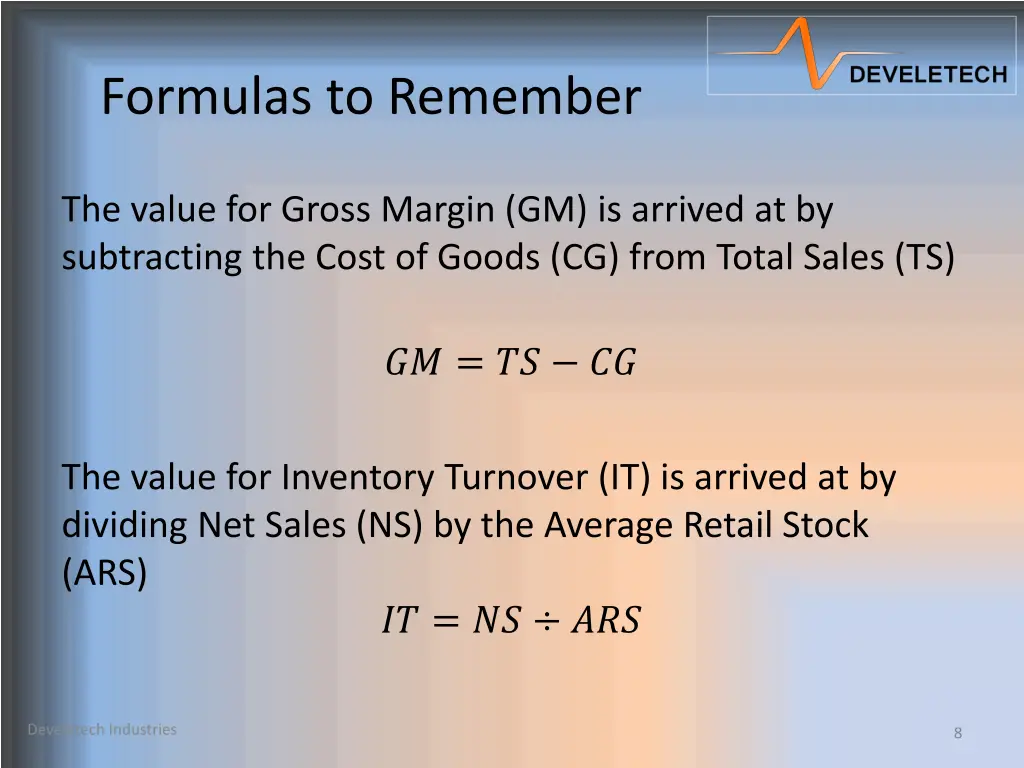 formulas to remember