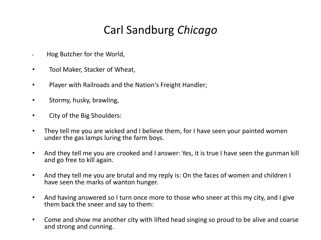carl sandburg chicago 1