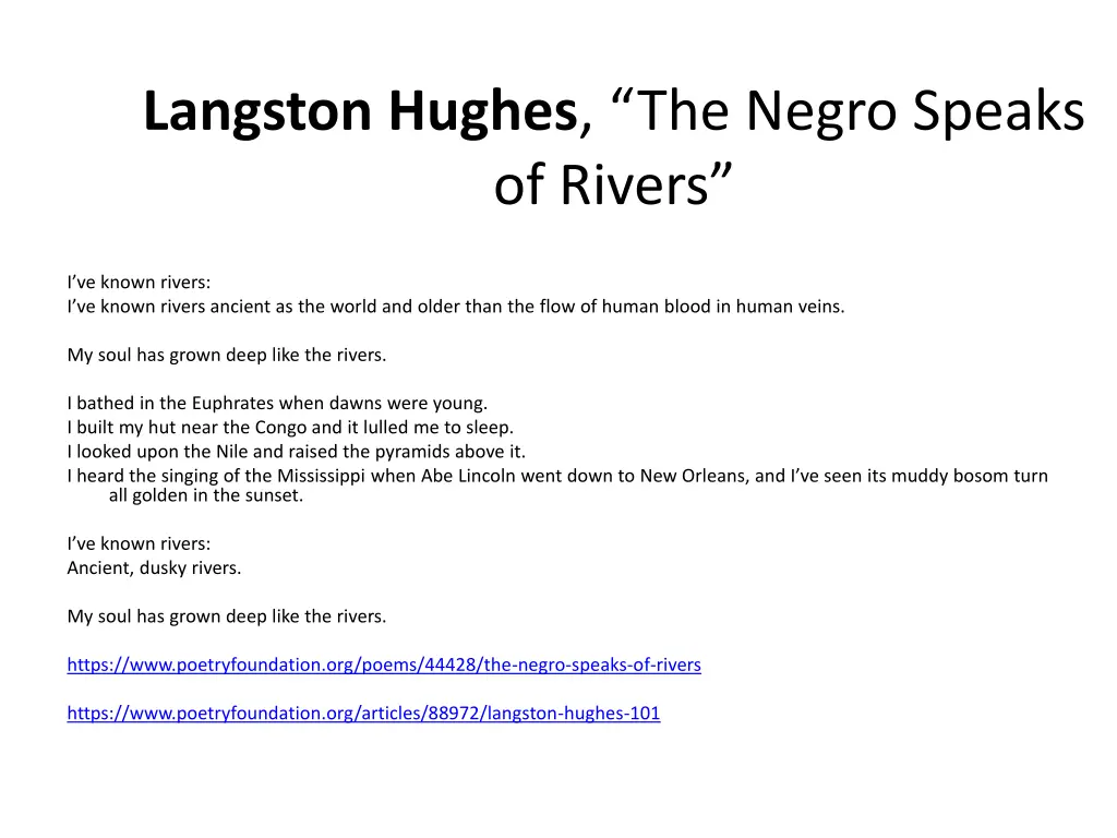 langston hughes the negro speaks of rivers