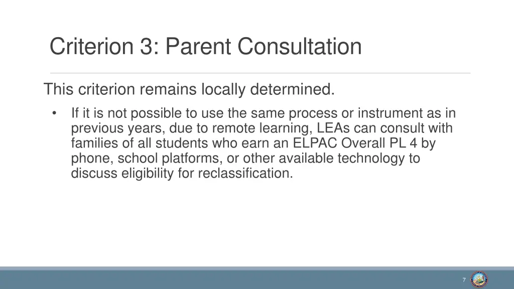 criterion 3 parent consultation