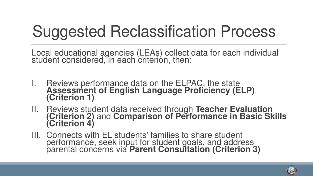 suggested reclassification process