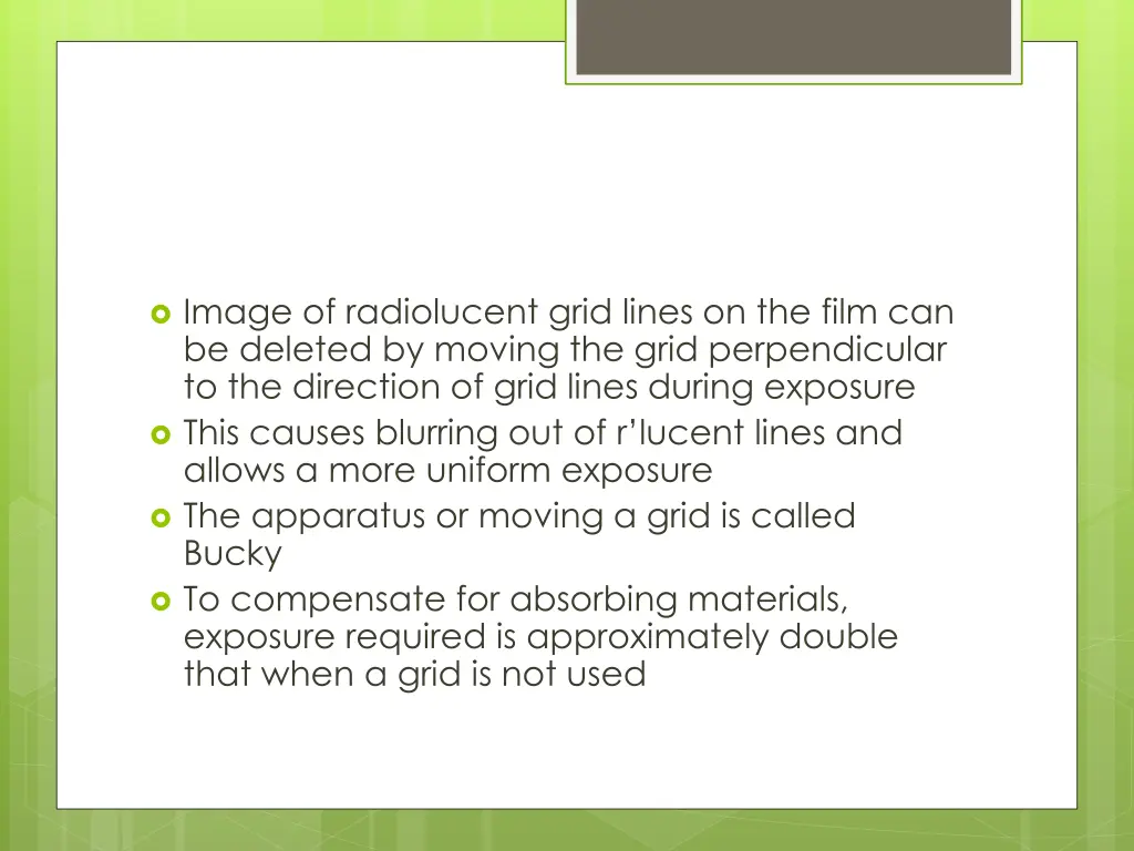image of radiolucent grid lines on the film