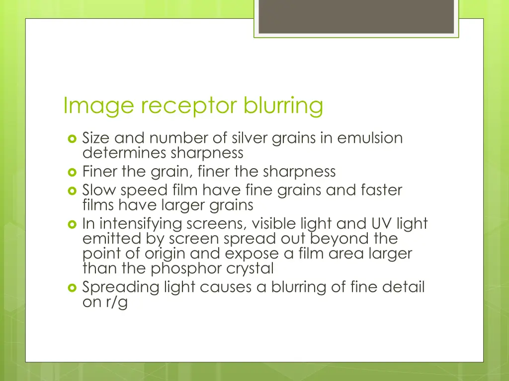 image receptor blurring