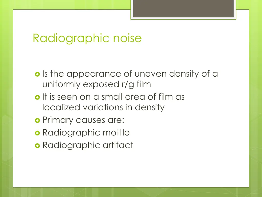 radiographic noise