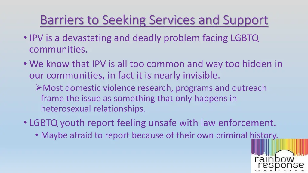 barriers to seeking services and support