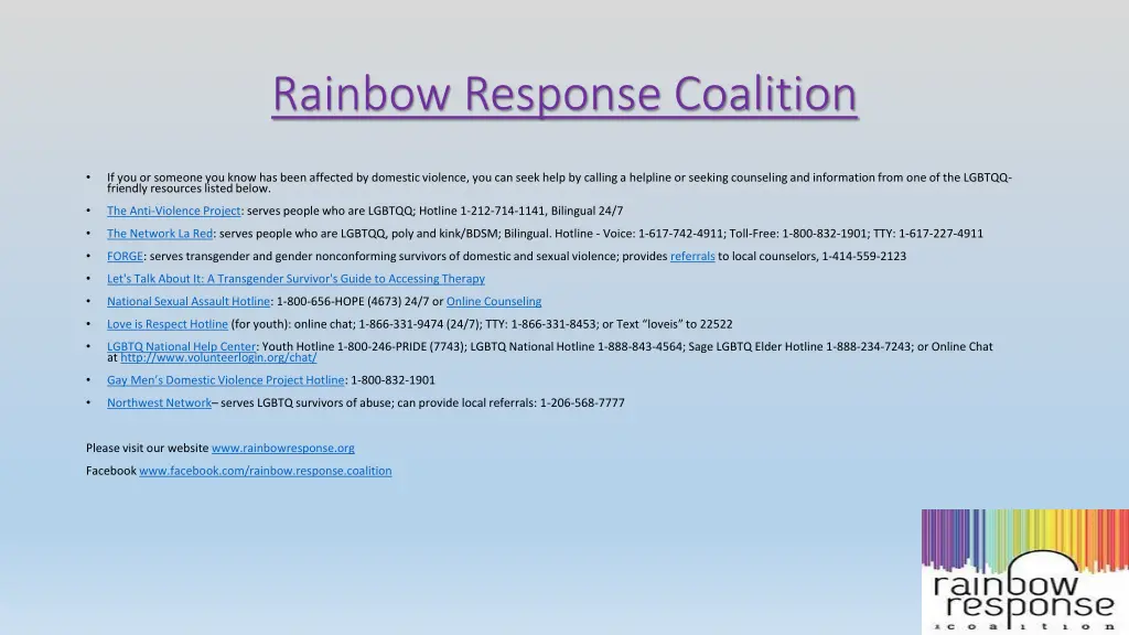 rainbow response coalition 1