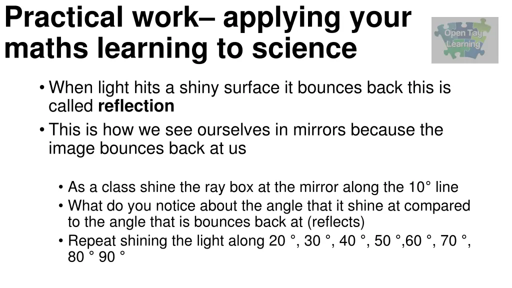 practical work applying your maths learning