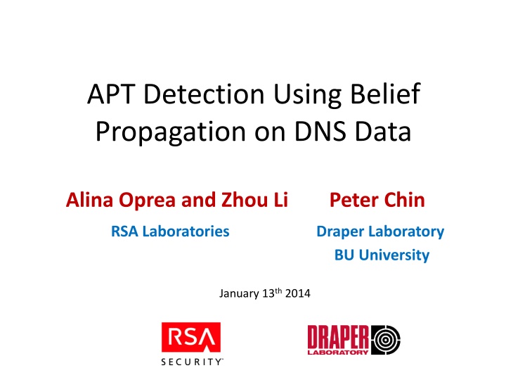 apt detection using belief propagation on dns data