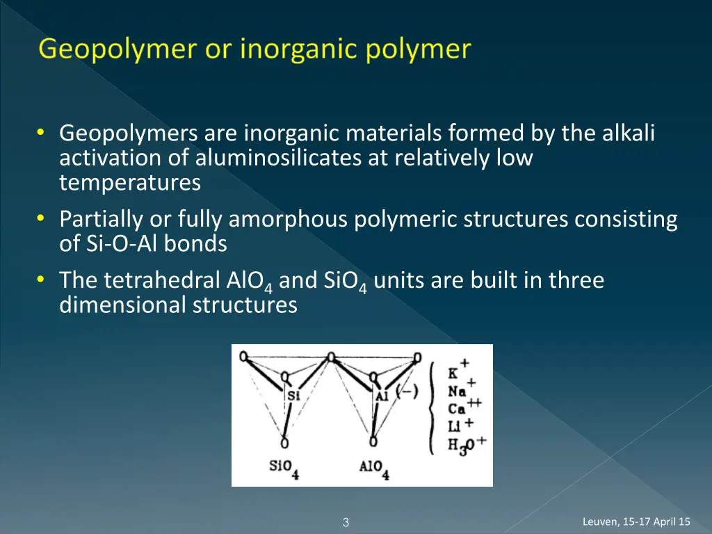 geopolymer or inorganic polymer