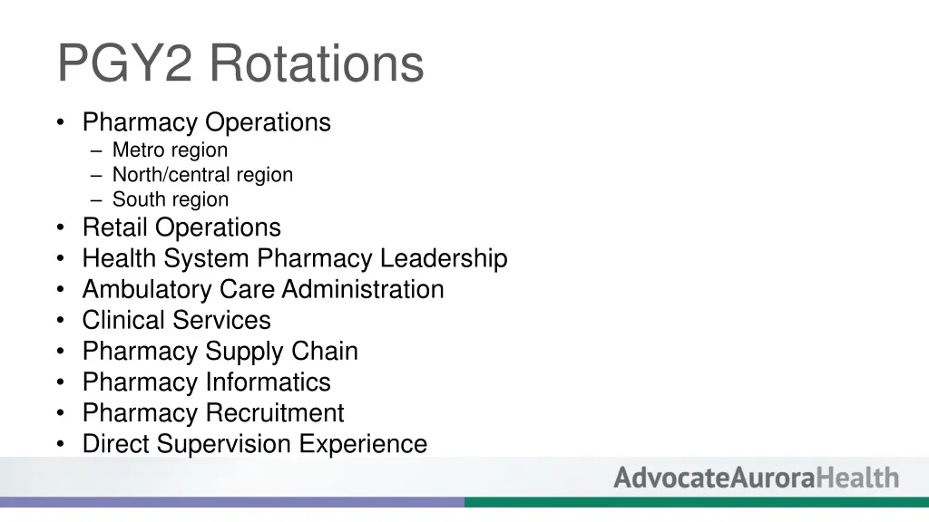 pgy2 rotations