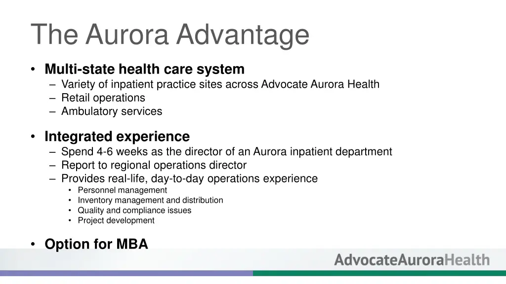 the aurora advantage