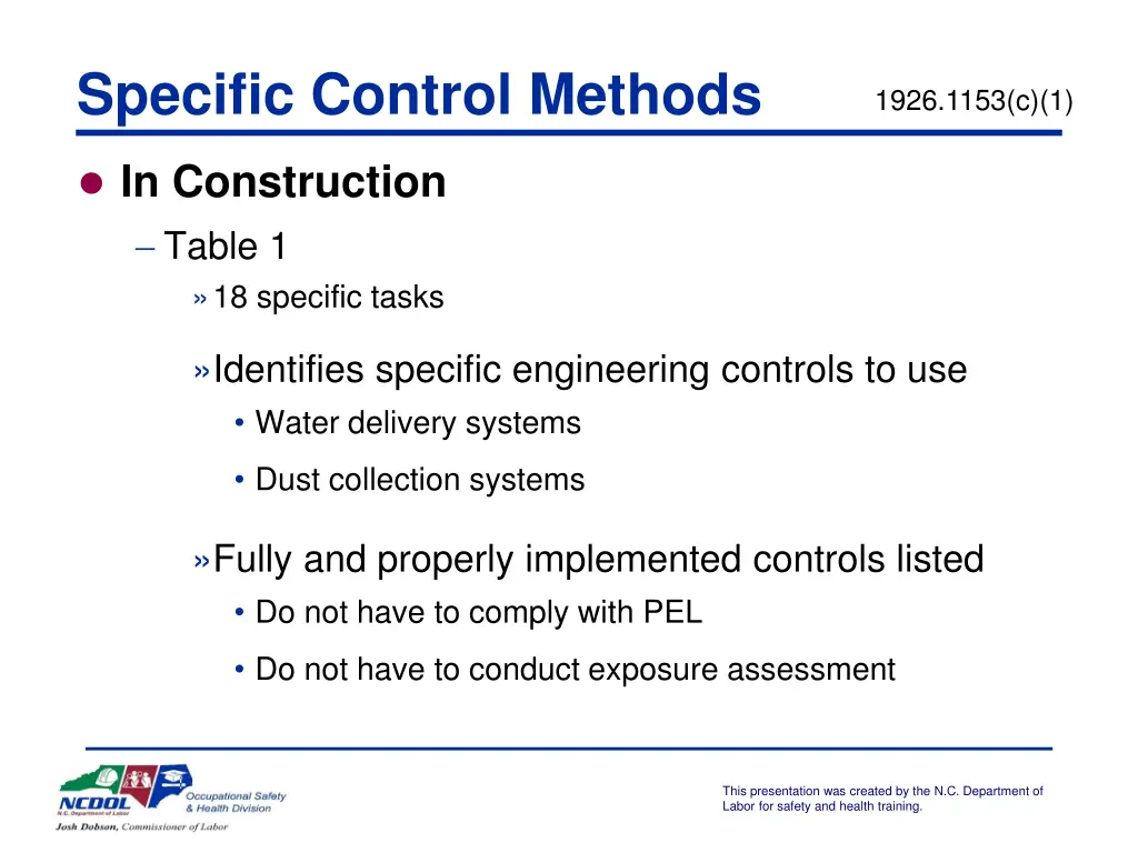 specific control methods