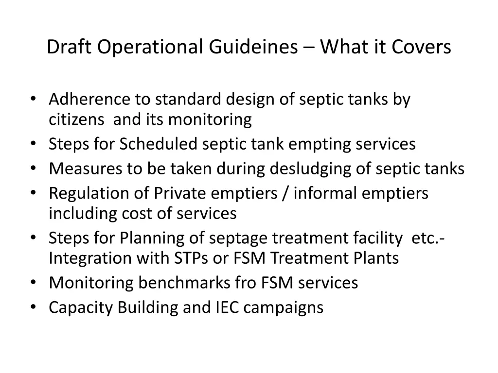 draft operational guideines what it covers