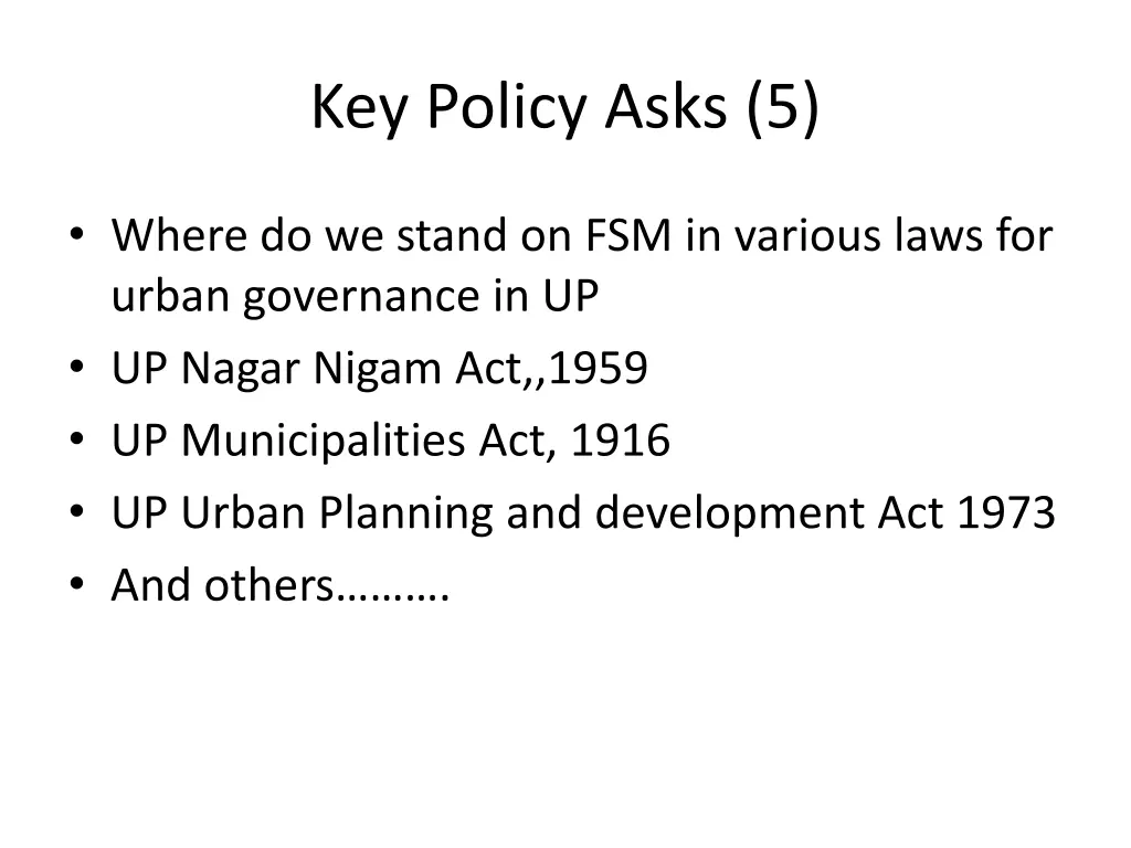 key policy asks 5