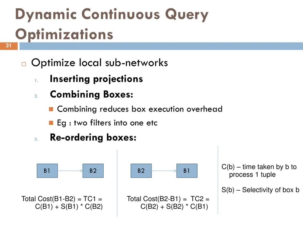 dynamic continuous query optimizations