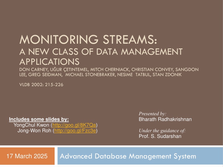 monitoring streams a new class of data management