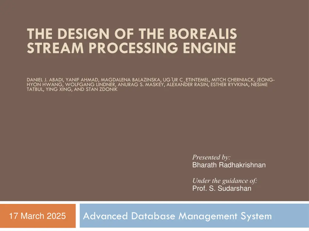the design of the borealis stream processing