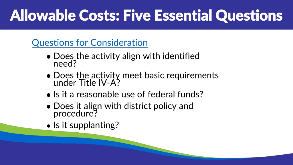 allowable costs five essential questions
