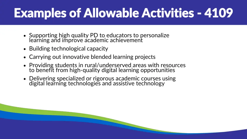 examples of allowable activities examples 2