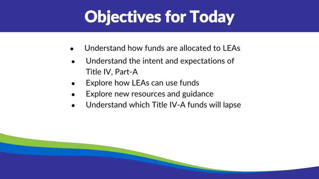 objectives for today objectives for today