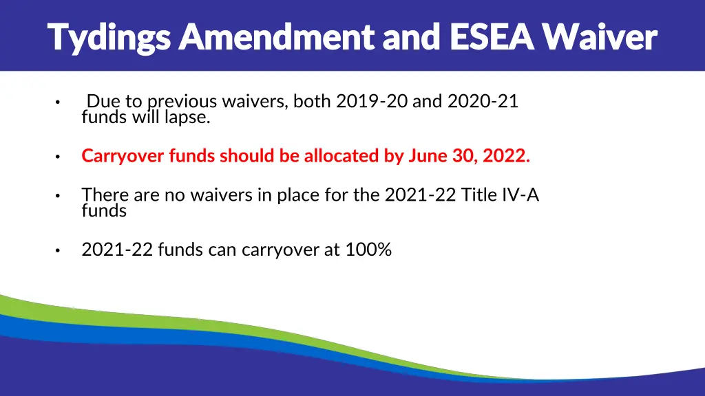 tydings tydings amendment and esea waiver