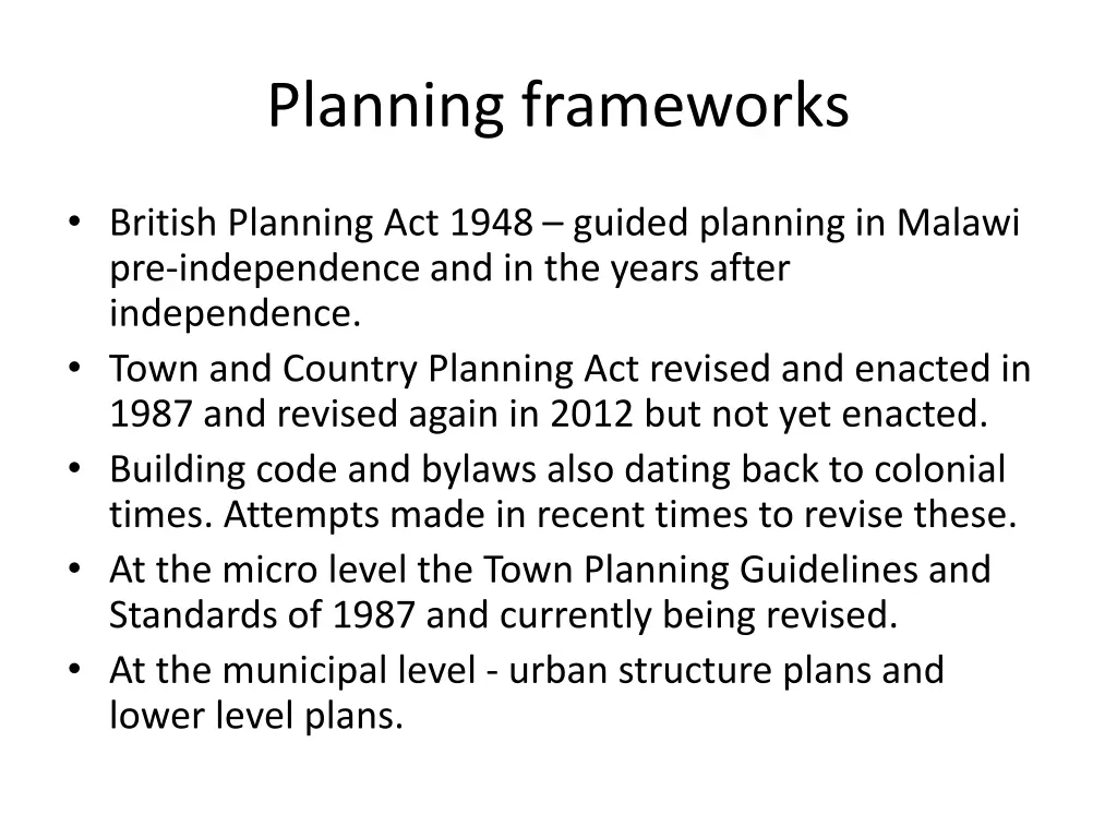 planning frameworks