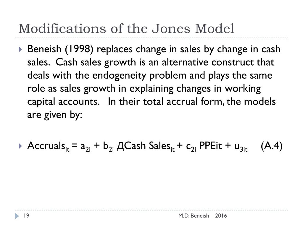 modifications of the jones model 1
