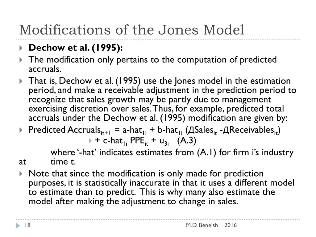 modifications of the jones model
