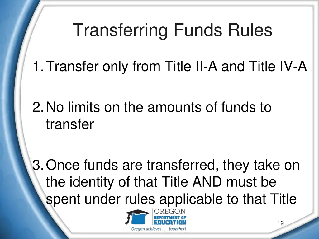 transferring funds rules