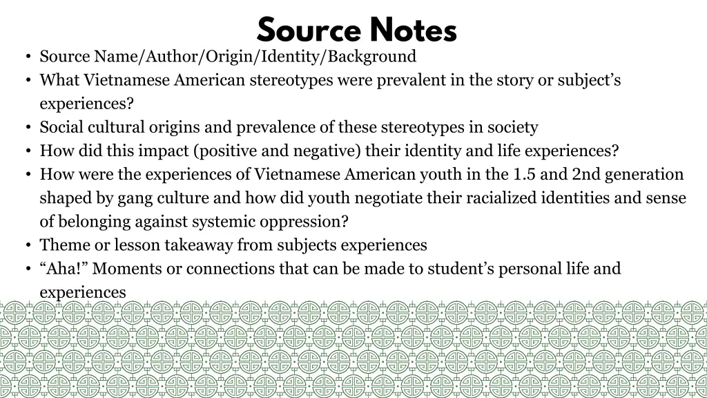 source notes