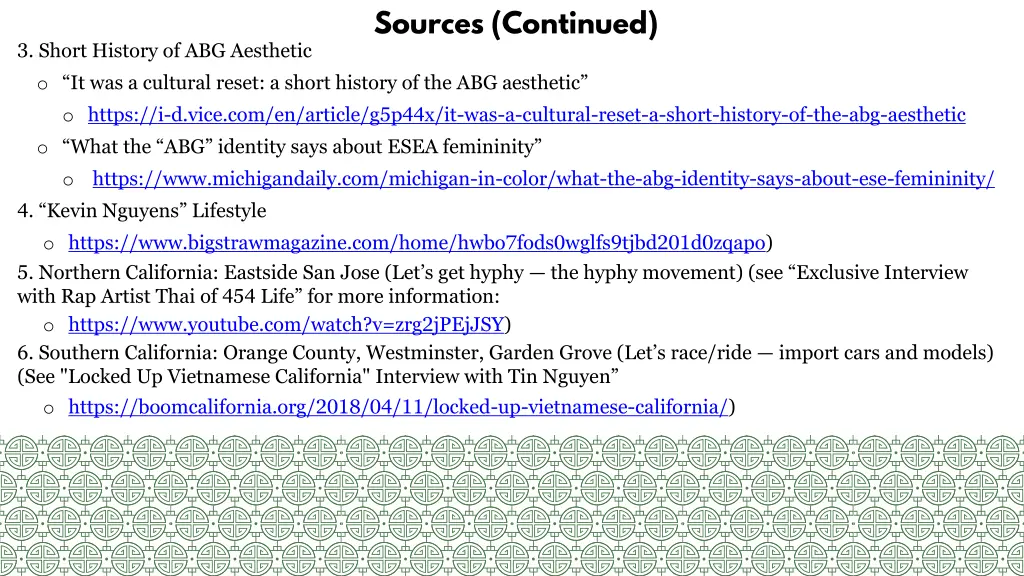 sources continued
