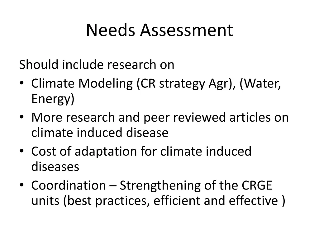 needs assessment