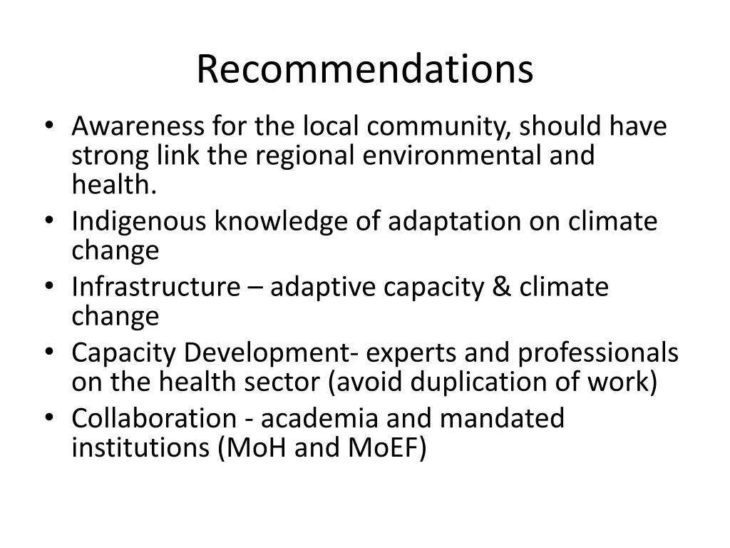 recommendations awareness for the local community
