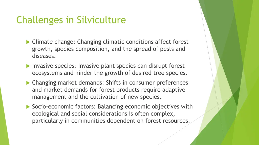 challenges in silviculture