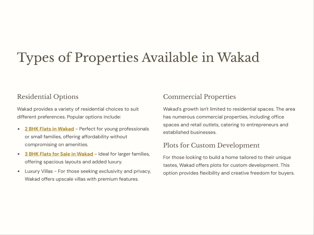 types of properties available in wakad