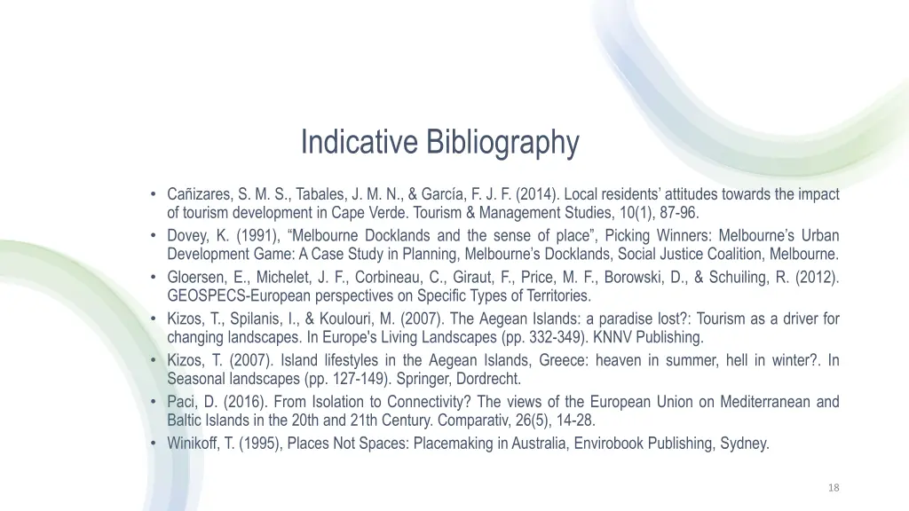indicative bibliography
