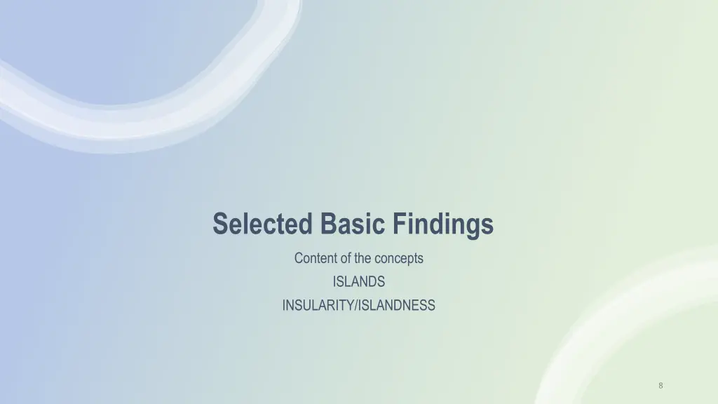 selected basic findings