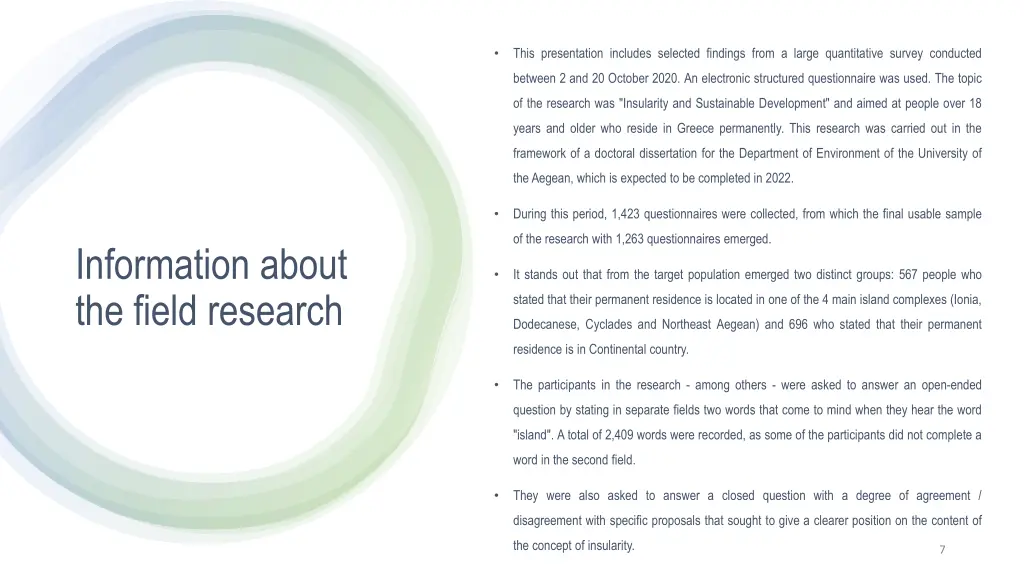 this presentation includes selected findings from