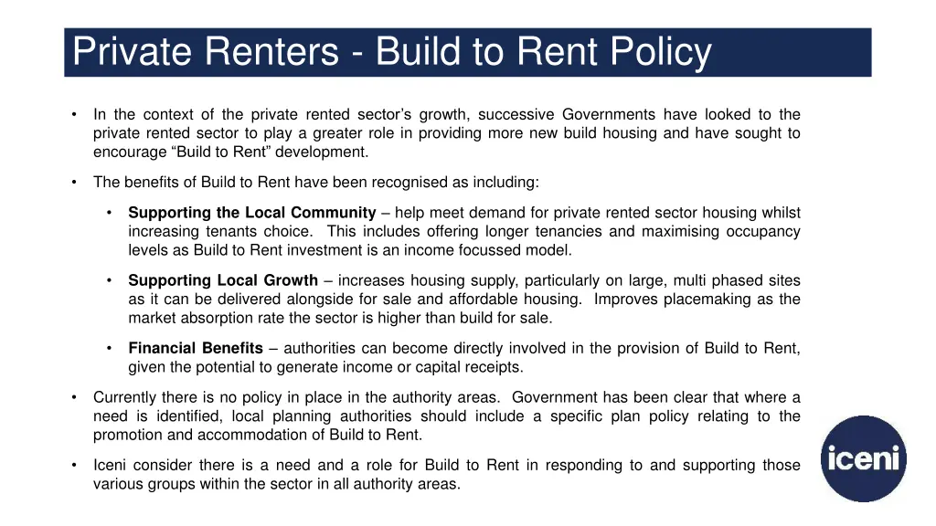 private renters build to rent policy