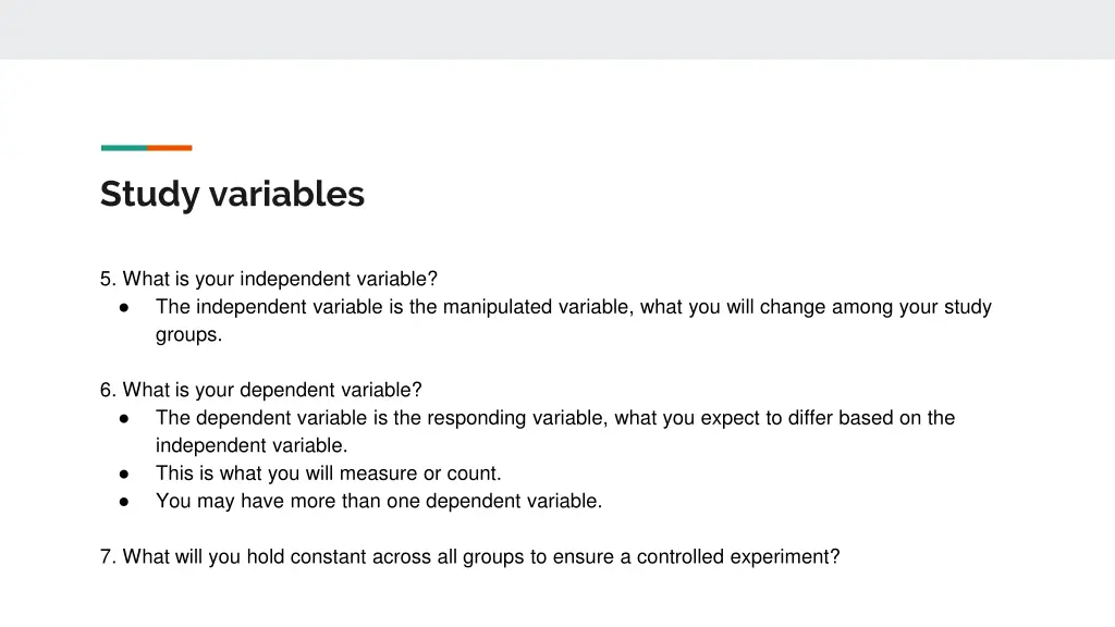 study variables