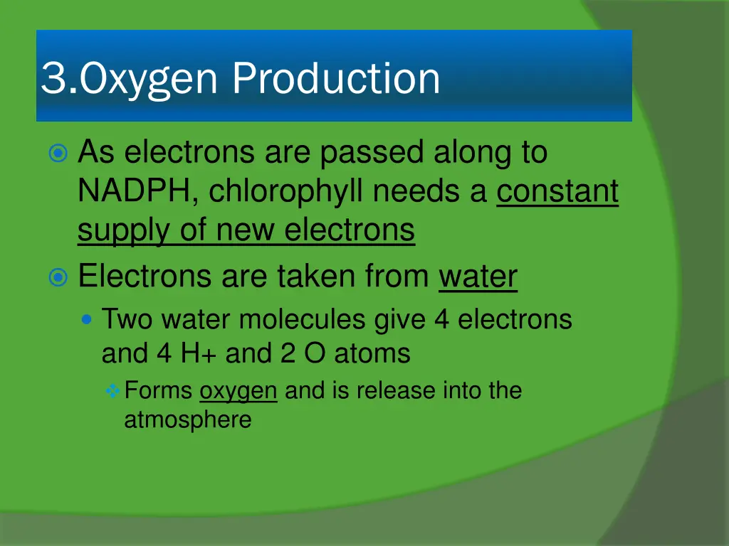 3 oxygen production