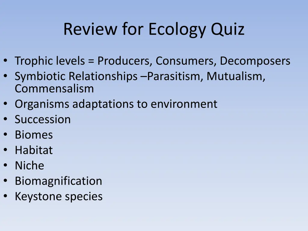 review for ecology quiz